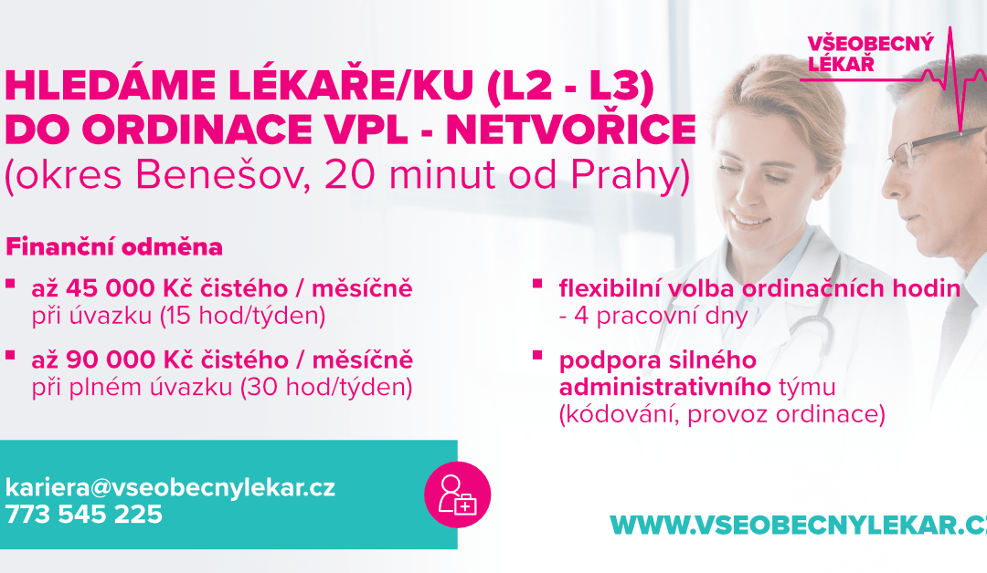Hledáme lékaře/ku (L2-L3) do ordinace VPL – Netvořice