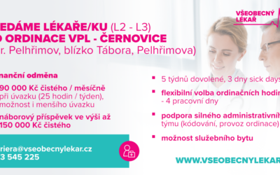 Hledáme lékaře/ku (L2-L3) do ordinace VPL – Černovice