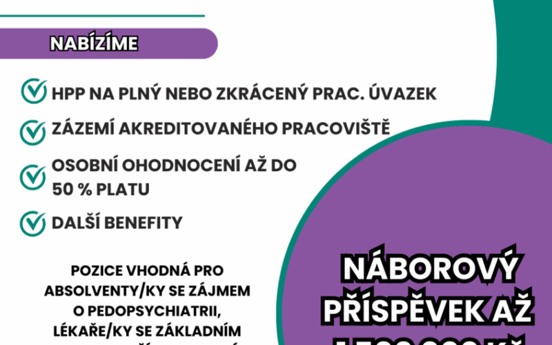 Dětská psychiatrická nemocnice Louny přijme nového kolegu/kolegyni na pozici:  Lékař/ka dětské a dorostové psychiatrie (pozice je vhodná pro absolventy)