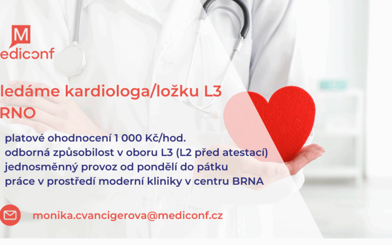 Kardiolog/ložka na moderní kliniku v centru Brna (1 000 Kč/hod.)