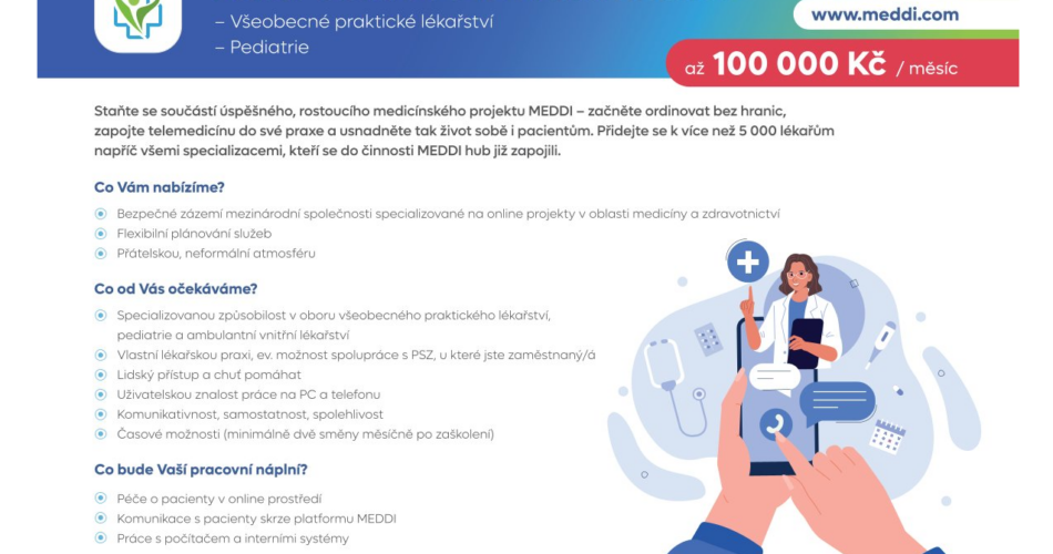 Staňte se součástí úspěšného, rostoucího medicínského projektu MEDDI – začněte ordinovat bez hranic