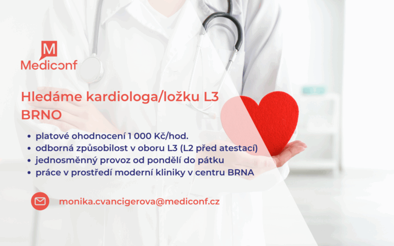 Kardiolog/ložka na moderní kliniku v centru Brna (1 000 Kč/hod.)