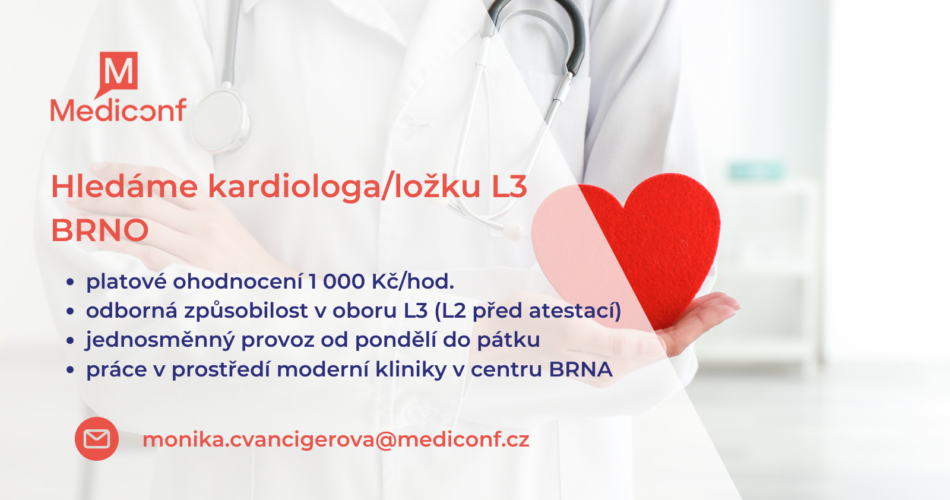 Kardiolog/ložka na moderní kliniku v centru Brna (1 000 Kč/hod.)