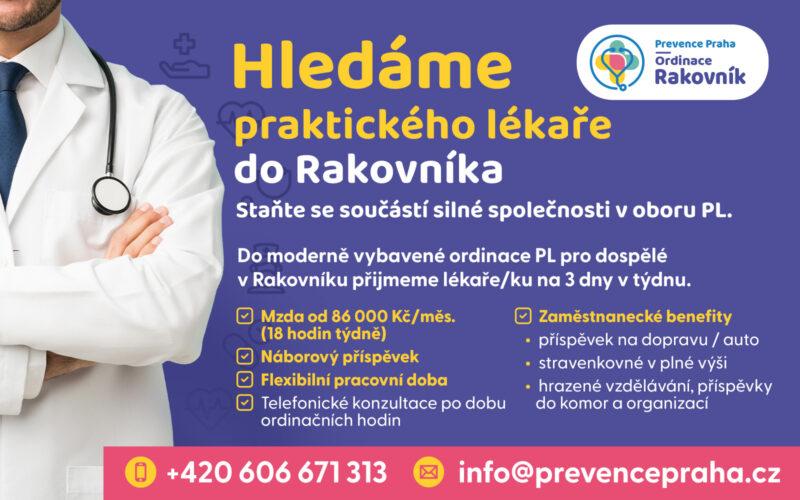 Do moderně vybavené ordinace PL pro dospělé v Rakovníku přijmeme lékaře/ku na 3 dny v týdnu (18 hod. týdně)