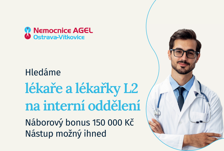 Lékař/ka na Interní oddělení – L2 (po kmenové zkoušce), L3 (po atestaci) s NÁSTUPNÍM BONUSEM 150.000Kč