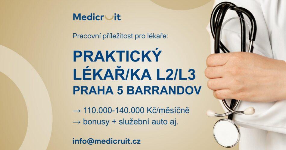 Všeobecný praktický lékař/ka L2/L3 do nové ordinace v Praze 5 (Barrandov)