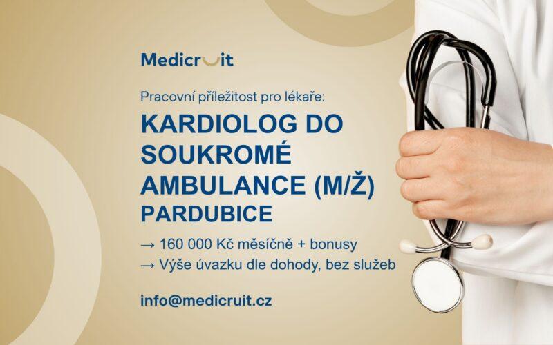 Kardiolog/kardioložka do kardio ambulance v Pardubicích (160.000 Kč/měs. + bonusy)