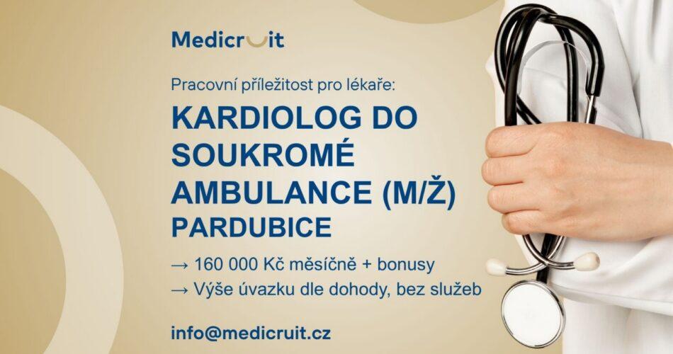 Kardiolog/kardioložka do kardio ambulance v&nbsp;Pardubicích (160.000 Kč/měs. + bonusy)