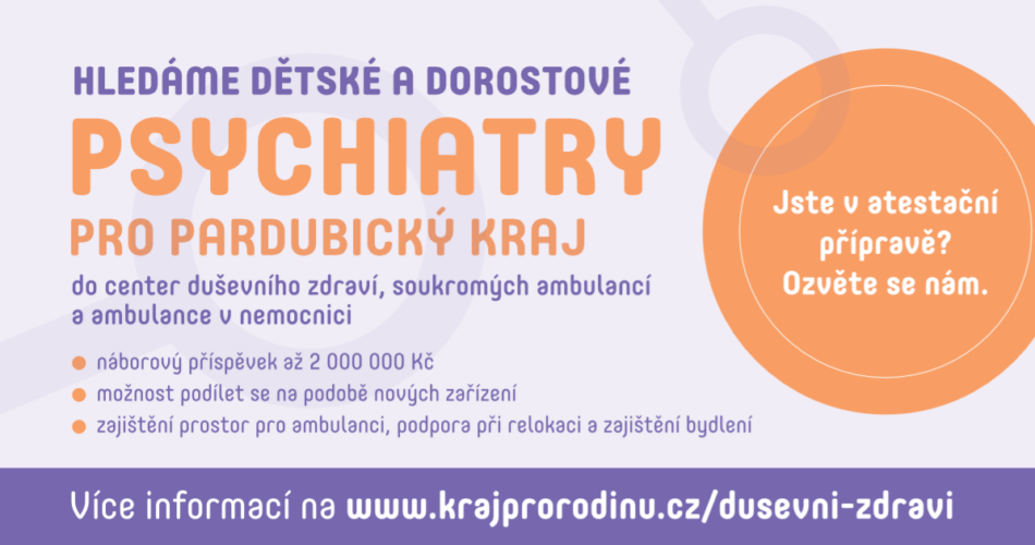 Pardubický kraj hledá dětské a&nbsp;dorostové psychiatry
